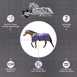 Kensington Breathable and UV Protective Sheet SureFit All Season Protection for Horse - 78", Lavender Mint