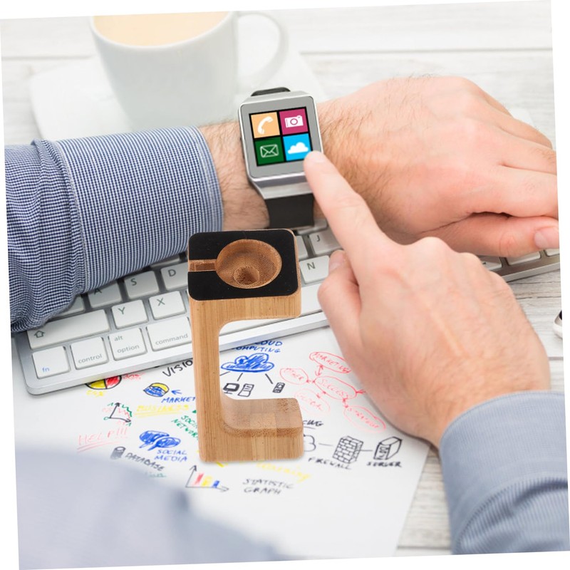LALAFINA 1Pc Bamboo Smart Watch Charging Stand Durable Lightweight Charging