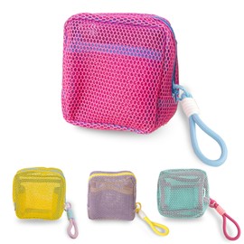 Pouch, Small, Cute, Makeup Pouch, Mini Pouch, Cute, Cosmetic Pouch, Compact, Square Pouch, Mini Pouch, Cosmetic Pouch, Small Travel (Pink Strap), Pink