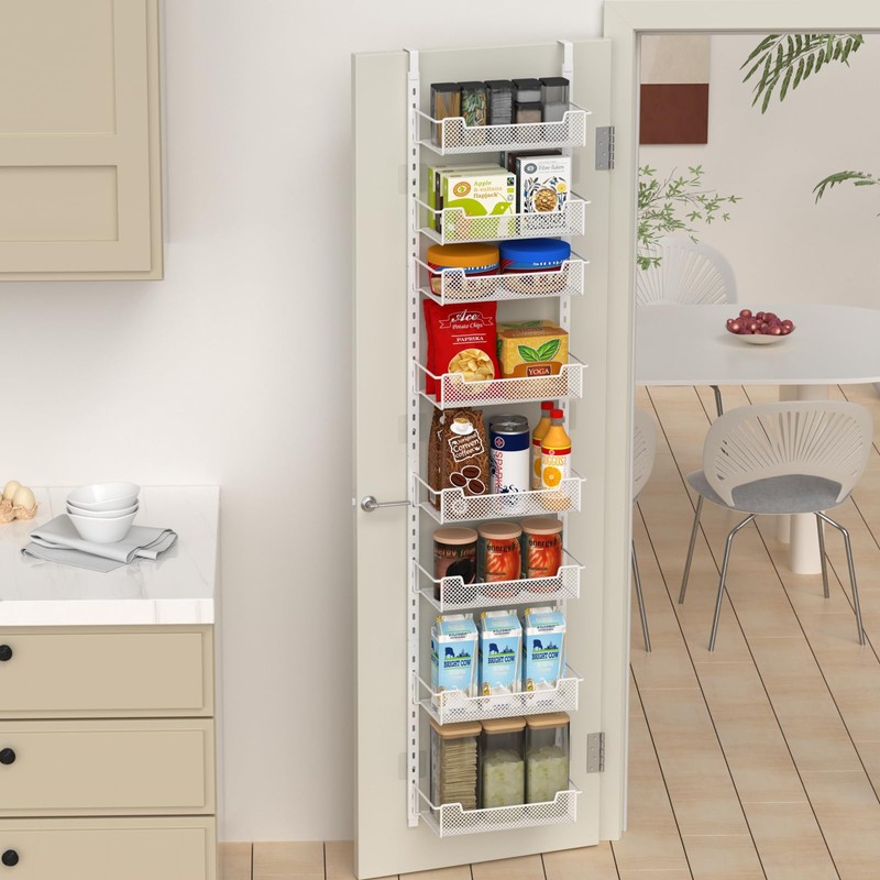 VyGrow 12.3" W Narrow Over the Door Pantry Organizer, 8-Tier