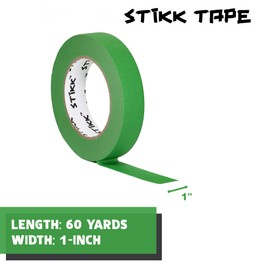 Stikk Painters Tape - 3pk Green Painter Tape - 1 inch x 60 Yards - Paint Tape for Painting, Edges, Trim, Ceilings - Masking Tape for DIY Paint Projects - Residue-Free Painting Tape