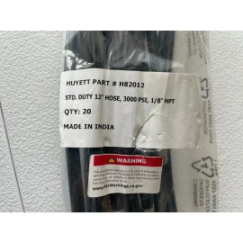 Huyett 5x Grease Hose - Standard Duty - 12 inch, 3000 PSI, 1/8" NPT Huyett H82012