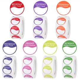 Days of The Week Stickers, 3500Pcs Food Labels Stickers Date Labels for Food Full Week Day Dots Food Labels for Commercial Kitchen, Restaurants, and Catering Outlets(500 Labels per Roll)