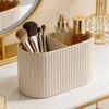 KINGFOM Makeup Brush Holder Organizer with Divider, PU Leather Vanity