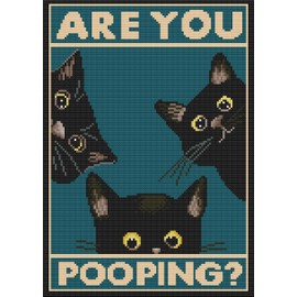 Eiazuiks Stamping Cross Stitch Kit,Cats Counting Cross Stitch Kit for Adult Beginners, Full Line DIY Cross Stitch Stitching Kit for Home Decor Cross Stitch Patterns 12x16 inches