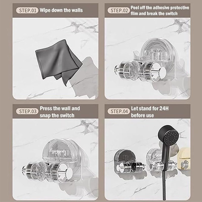 FUWIND 1 pcs Integrated Suction Cup Shower Rack, Adjustable Suction