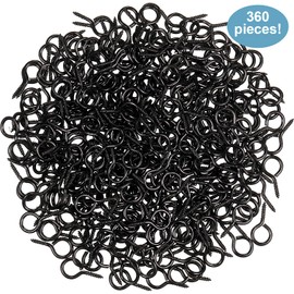RVSWIHFA 360 Pieces Eye Screws 0.78 Inch Screw in Eye Hooks Small Iron Eye Bolts Zinc Plated Self Tapping Eye Hooks for Crafts, Cork Top Bottles, DIY Resin Crafts, Black