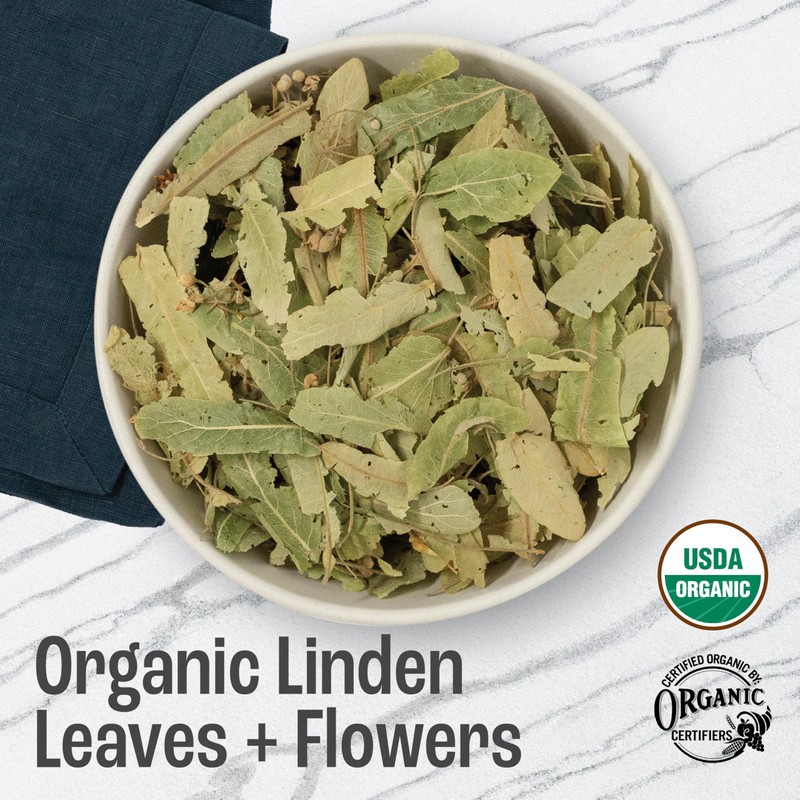 J Mac Botanicals, Organic Linden Leaf and Flower, Whole Leaves