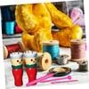 Sosoport 4Pcs Wooden Knitting Doll DIY Knitting Crafts with Accessories