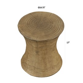 Ball & Cast Faux Wood Stump End Table MgO Concrete Side Table Hourglass Shape Stool, Natural