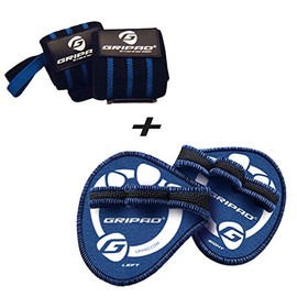 Gripad Classic & Wrist Wraps Bundle | Gym Workout and Fitness | Bundle and Save | Hand and Wrist Protection for The Gym for men and women (Black & Blue)