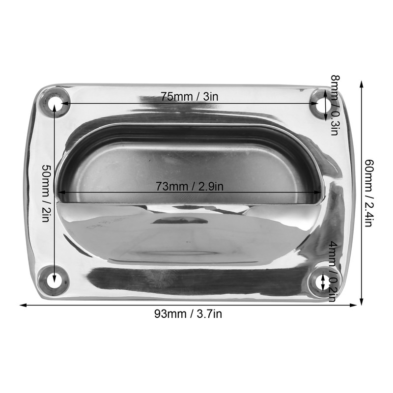 Flush Pull Handle 304 Stainless Steel Door Hardwares for Yacht