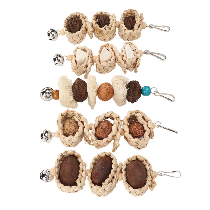 5PCS Parrot Cuttlebone Chew Toy Bite Resistant Corn Leaf Nuts