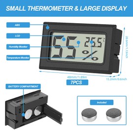 7 Pack Mini Hygrometer Indoor Humidity Meter, with Large LCD Display, Mini Digital Thermometer Humidity Gauge Meter, Indoor Thermometer Hygrometer Monitor for Home, Office, Greenhouse, Baby Room