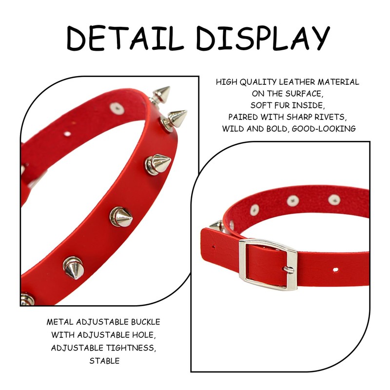 CVFRTT 2 Pieces Studded Collars, Leather Collars, Punk Style Collars,