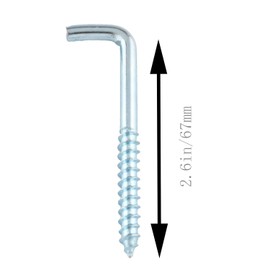 WELWIK 10pcs Screw Hook L-Shaped Hook Carbon Steel Self-Tapping Right Angle Hook 67x20mm Wall Mounted Straight Hanger Screw in Pegs