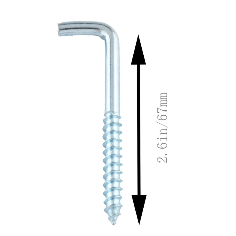 WELWIK 10pcs Screw Hook L-Shaped Hook Carbon Steel Self-Tapping Right