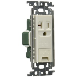 Panasonic WTF19313WK Grounding Outlet with Embedded Earth Terminal for Both 15A and 20A Use, Metal Frame, White