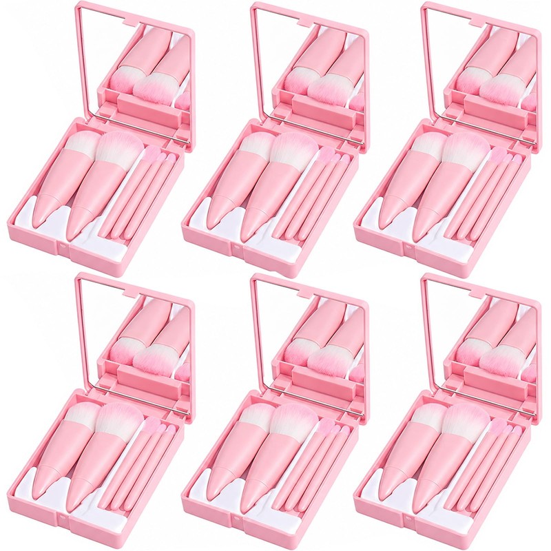 6 Kits de Brochas de Maquillaje para Regalo con Espejo,