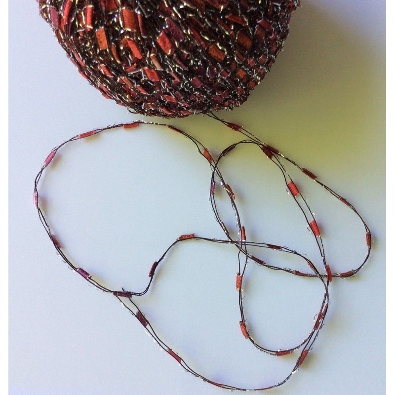 Berry Glitz Ladder Ribbon Yarn Dark Horse Beautiful #B119 Red,