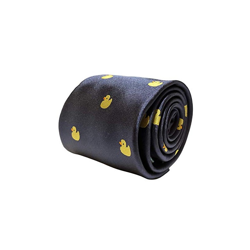Frederick Thomas navy men-s tie with yellow rubber duck embroidered