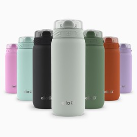 Ello Cooper 18oz Kids Stainless Steel Water Bottle with Straw and Carry Handle, Double Walled and Vacuum Insulated Metal, Leak Proof Locking Lid with Soft Silicone Spout, Reusable, BPA Free, Sage