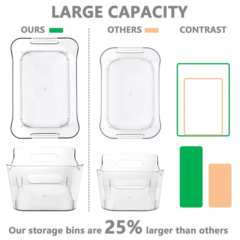 Tiawudi 12 Pack Plastic Storage Bins, Multi-Use Organizer Bins, Pantry