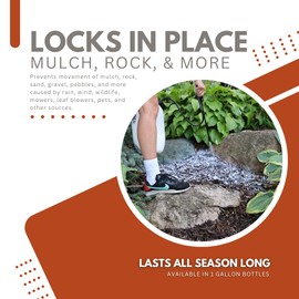 Landscape Loc Mulch & Rock Bond Concentrated Formula - Binder for Mulch, Rock, Bark, & Pea Gravel, Strong Stabilizing Glue, Just Add Water, Makes 2 Gallons, Covers 500-1,500 sq. ft. (1 Gallon)