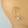 925 Solid Sterling Silver Tiny Cubic Zirconia Huggie Hoop Cuff