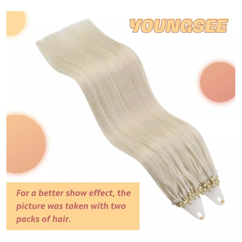 YoungSee Extensiones Cabello Humano Rubio Platino 14in 50gr