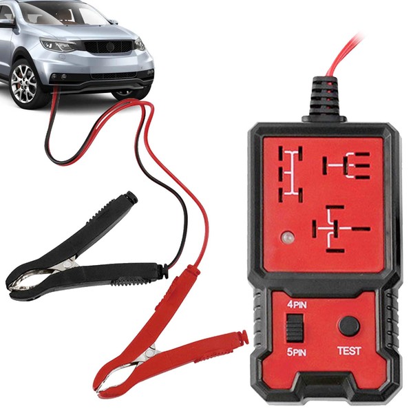 Relaistester, 12/24 Volt Auto-Relaistester, Autobatterie Prüfer mit Clips, Tragbarer Kfz-Relaistester,
