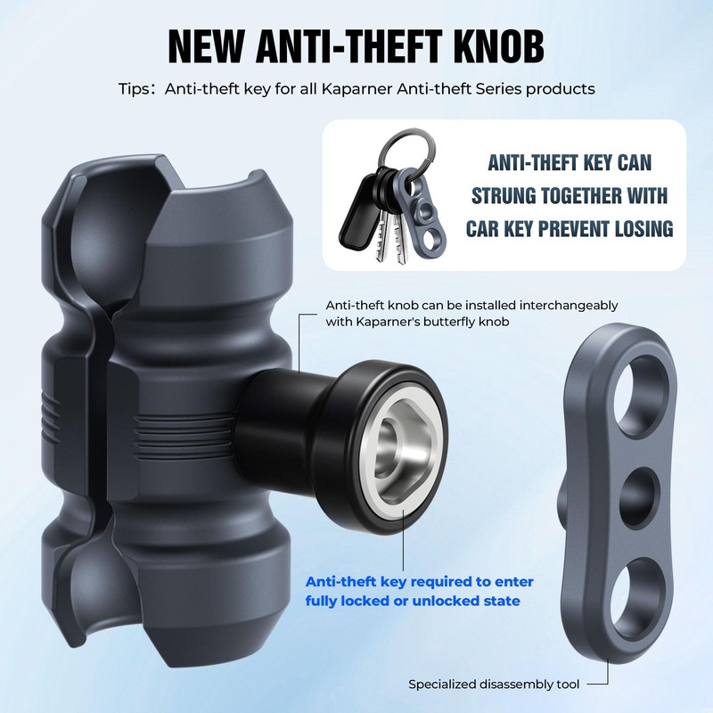 KAPARNER Motorcycle Phone Clip Kit, for 8-10mm Screw/Mirror Install, Anti-Theft