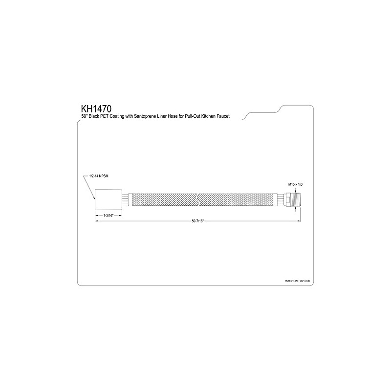 Kingston Brass KH1470 59-Inch Braided Hose for Pull-Out Kitchen Faucet,
