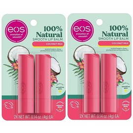 eos 100% Natural Lip Balm- Coconut Milk, All-Day Moisture, Made for Sensitive Skin, Lip Care Products, 0.14 oz, 4-Pack (2)