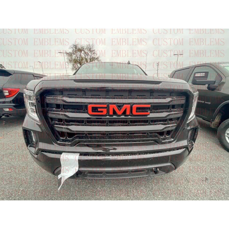 Auto Front GMC Black Red Emblem Overlay 2019-2022 GMC Sierra