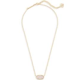 Kendra Scott Elisa Adjustable Length Pendant Necklace for Women, Fashion Jewelry, 14k Gold-Plated, Iridescent Drusy