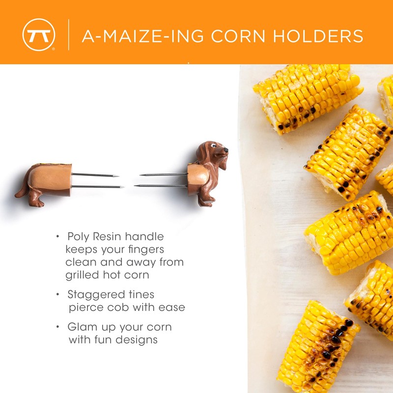 Outset Corn Holders, Dachshund Design, Set of 4 Dog Corn