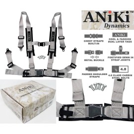 ANIKI GRAY 4 POINT AIRCRAFT BUCKLE RACING SEAT BELT HARNESS FITS POLARIS UTV