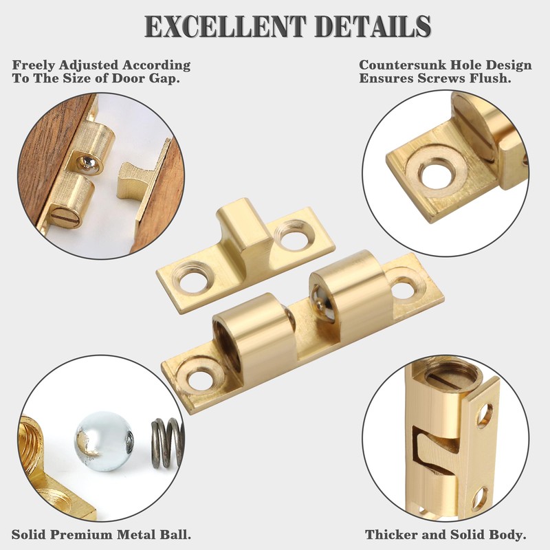 Alise Double Roller Catch Cabinet Latches,Adjustable Double Ball Tension Roller