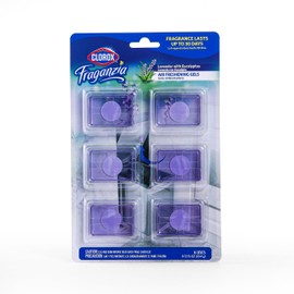 Clorox Fraganzia Adhesive Air Freshening Gels in Lavender with Eucalyptus | No-Plug, Battery-Free Air Freshener for Garbage Cans & More, Air Freshener Units, 6 Count - 12 Pack