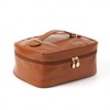 Leather Makeup Organizer Case with Brush Holders and Multi-Storage Pockets (Brown)
