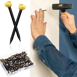 100 Pcs Picture Pins Nails, 100pcs Picture Hanging Nails for Wall Pins Brass Head Frame Nail Hook Pin for Hanging Pictures Photo Framefor Picture Frame Hanging Woodworking Wall Mounting - Black