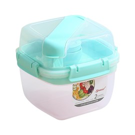 EASYLOCK Bento Lunch Box with Compartments 1,4L Salad Bowl with Lid Salad Box with Salad Dressing Pot Multi Compartment Lunch Box with Cutlery for School Office Picnic (Green)