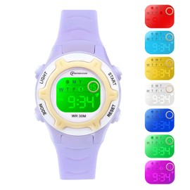 Edillas Kids Watches Digital for Girls Boys,7 Colors Led Flashing Wristwatch for Child Waterproof Sport Outdoor Multifunctional Wrist Watches with Stopwatch/Alarm for Ages 4-15
