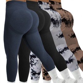Cross-Border Plus Size White Tie-Dye High-Button Yoga Leggings High-Waist Dark Brown Tie-Dye+XXXL 5ea