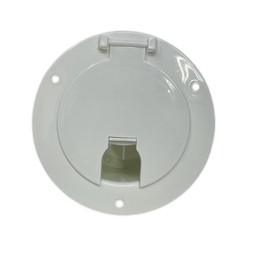 Rugged Trail Products RV White Power Cord Hatch Cover | UV-Stabilized Plastic | Snap Lock Door | Accepts up to 50 Amp Cord