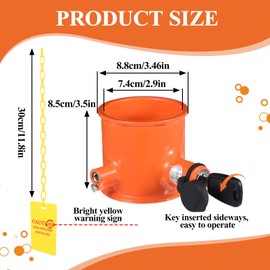 Tolare 5th Wheel King Pin Lock, Anti-Theft Trailer Lock King Pin Lock Fifth Wheel Hitch Lock for RVs, Trucks and Trailers with Yellow Warning Tag & 2 Keys - Orange