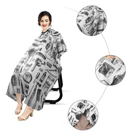 URAQT Haircut Hairdressing Cape, Barber Cape, Hairdressing Salon Cape, Women and Men, Hair Cutting Cape with Velcro Fastening for Salon Hair Cutting Hairdresser (White)