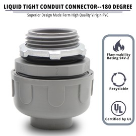 TOMSHIELE 24 Pack 1/2 Inch PVC Conduit Fittings, 180-Degree Liquid Tight Connector, Non-Metallic Connector, for Home Kitchen Bathroom Tube Tool Supplies, UL Listed