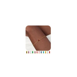 Freekiss Birthstone Bracelets for women: Dainty Bracelet for Women Trendy Simple Birthstone Charm Chain bracelet for Women Jewelry